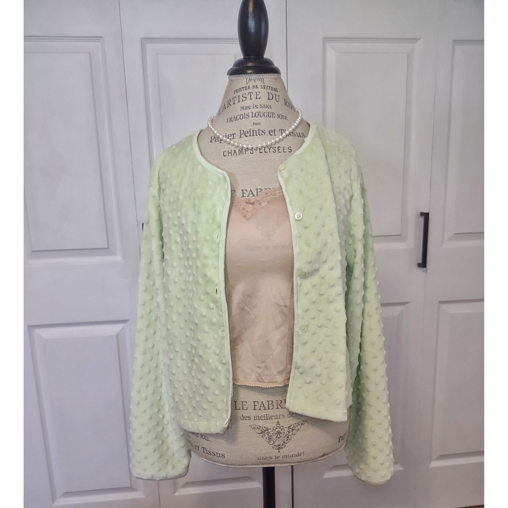 Vintage 1960's Character Minkey Dot Key Lime Green Button Down| Size Large